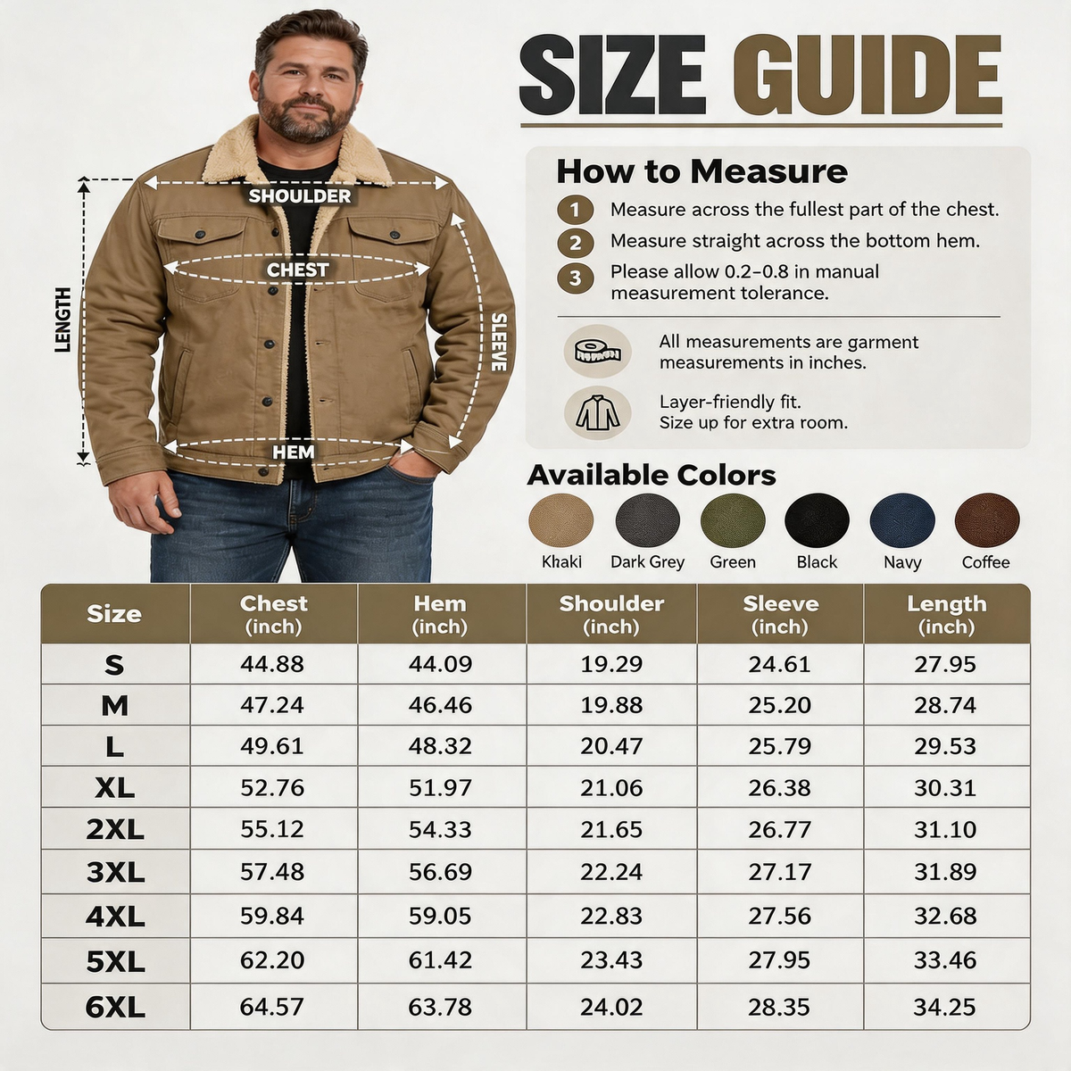 🔥 BESTSELLER | 6PCS $24.63 | Men's Sherpa-Lined Cotton Trucker Jacket